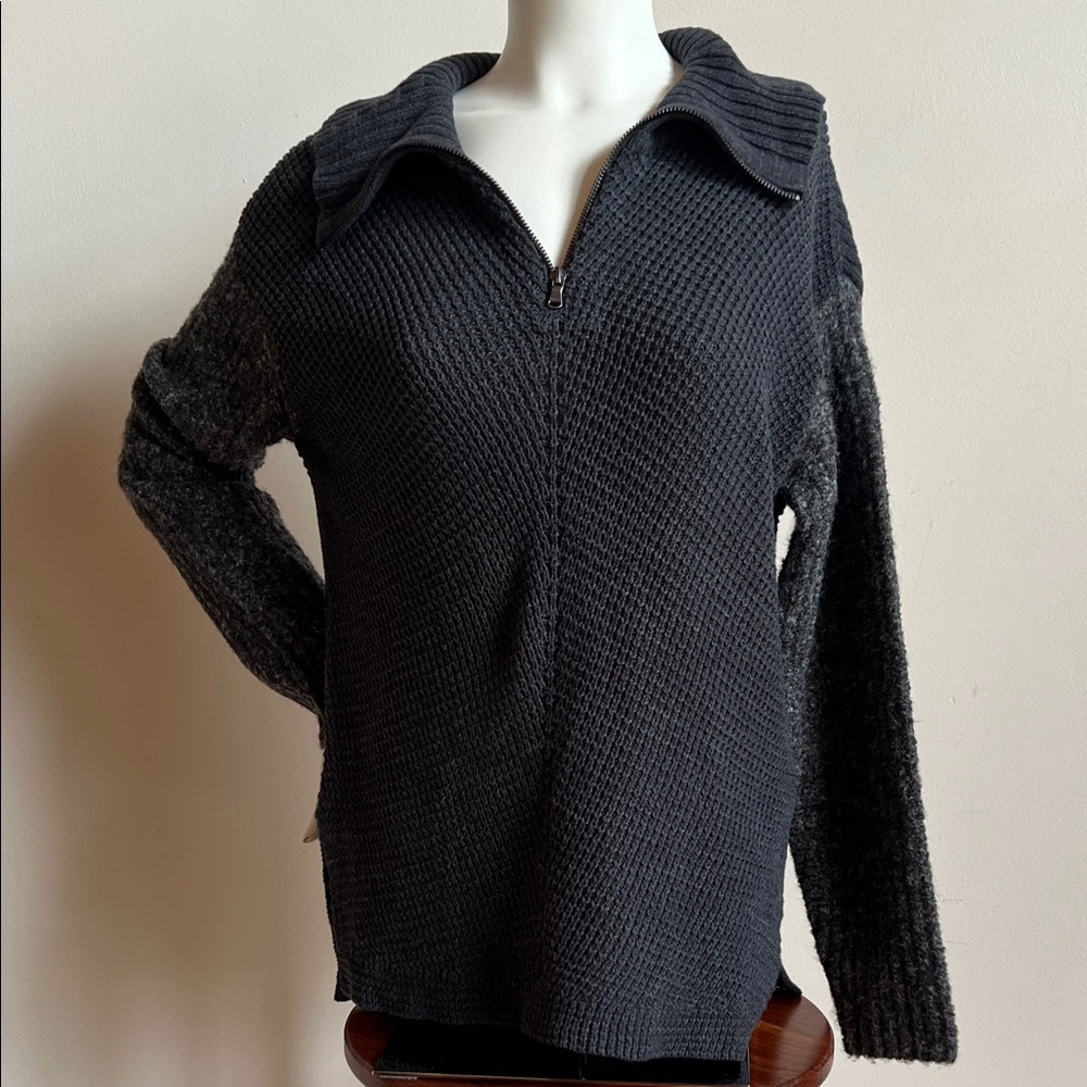 Carbon2Cobalt Charcoal cowl neck Sweater with zipper